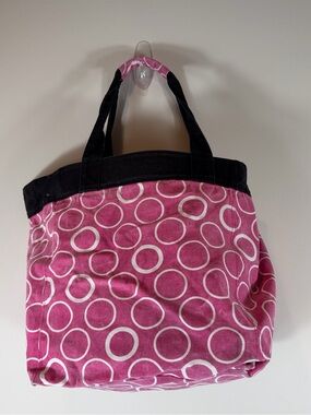 thirty-one Pink and Black Circle-Print Canvas Tote